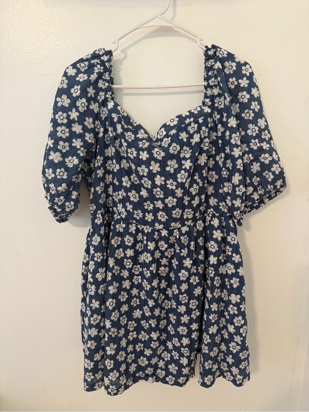 American Eagle Outfitters Navy & White Floral Smocked Mini Dress